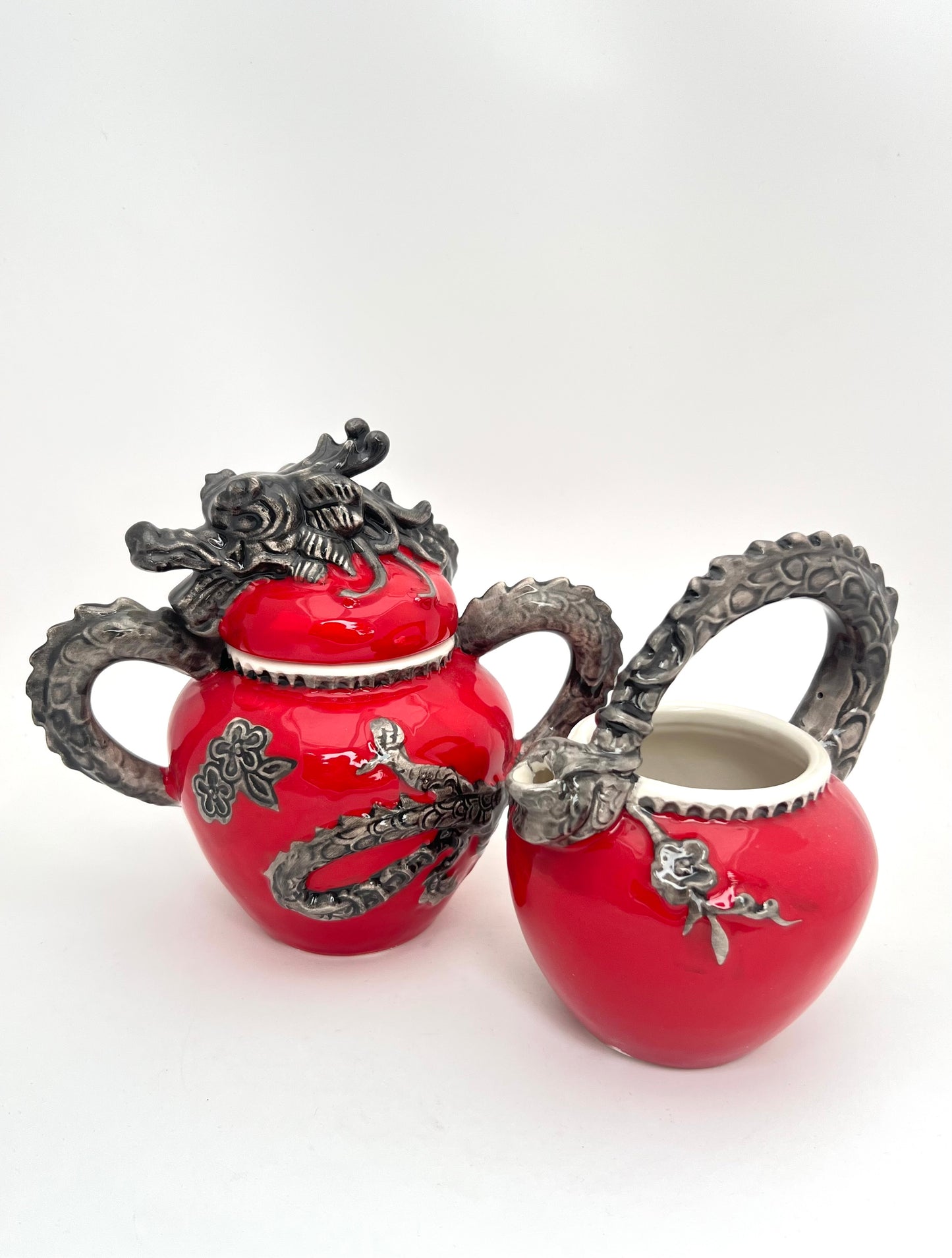 Red Dragon Cream and Sugar Set