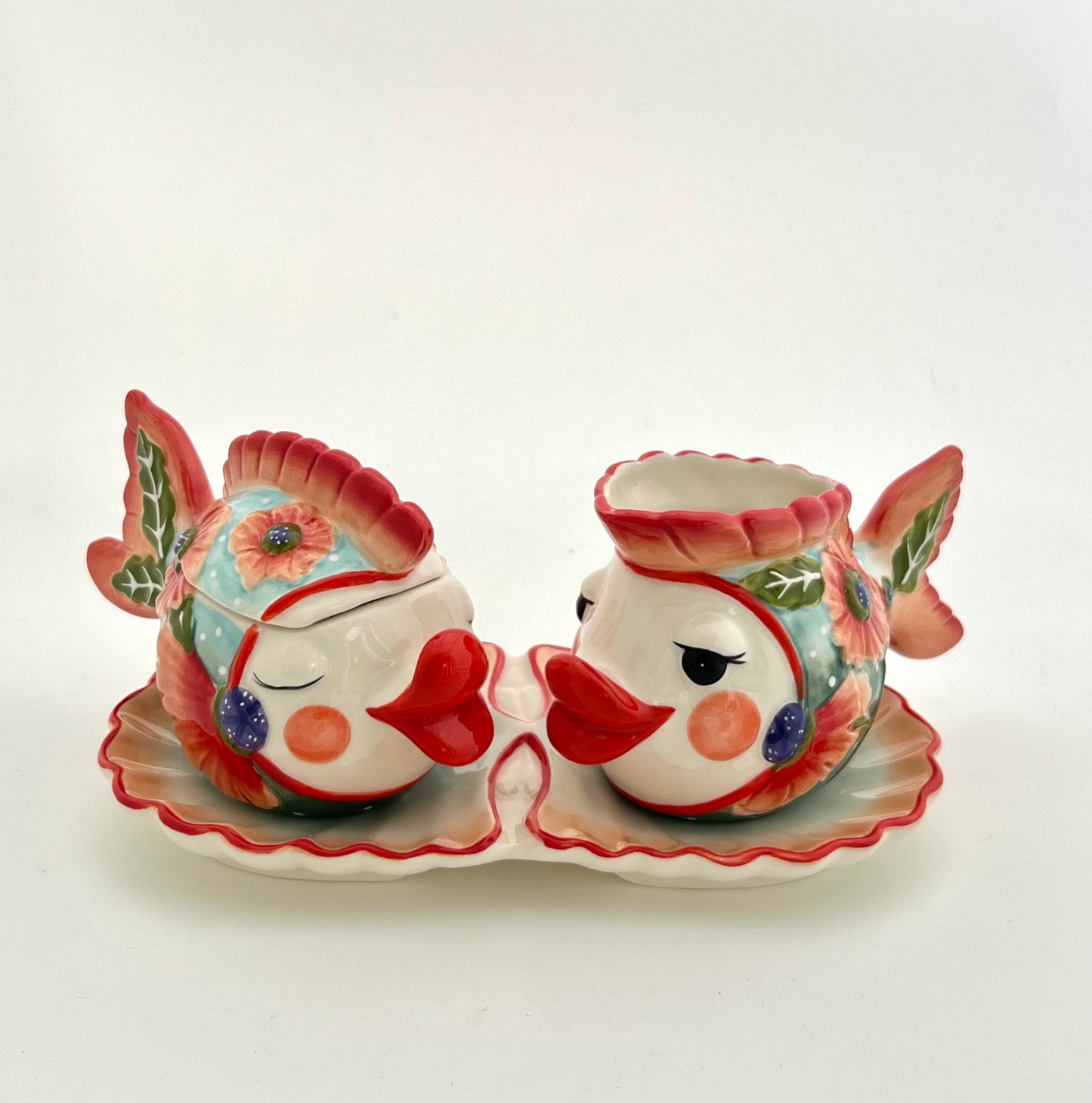 Kissy Fish Sugar and Creamer Set with Tray