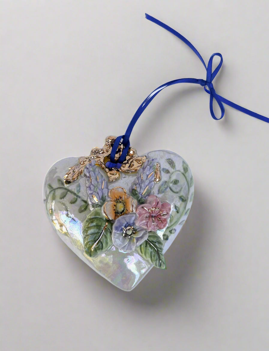 Floral Puff Heart Hanger