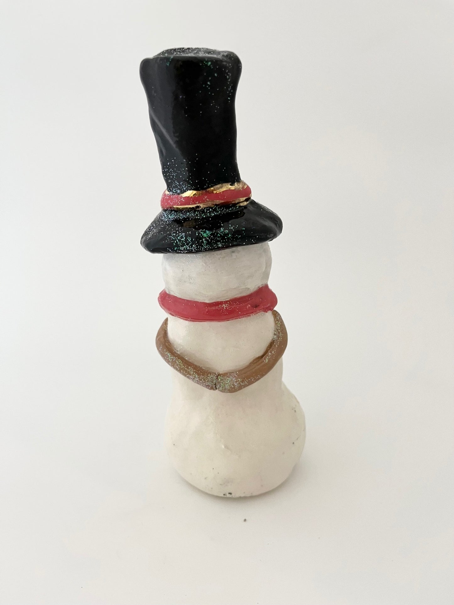 Holiday Snowman Black Hat and Red Scarf