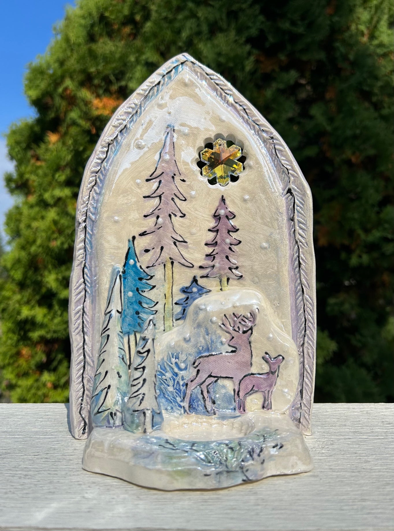 Winter Wonderland Original Purple and Blue Candle Holder