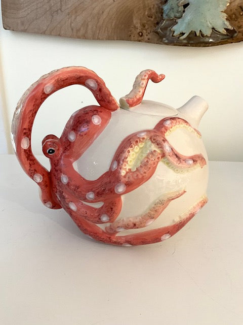 Red Octopus Circular Teapot