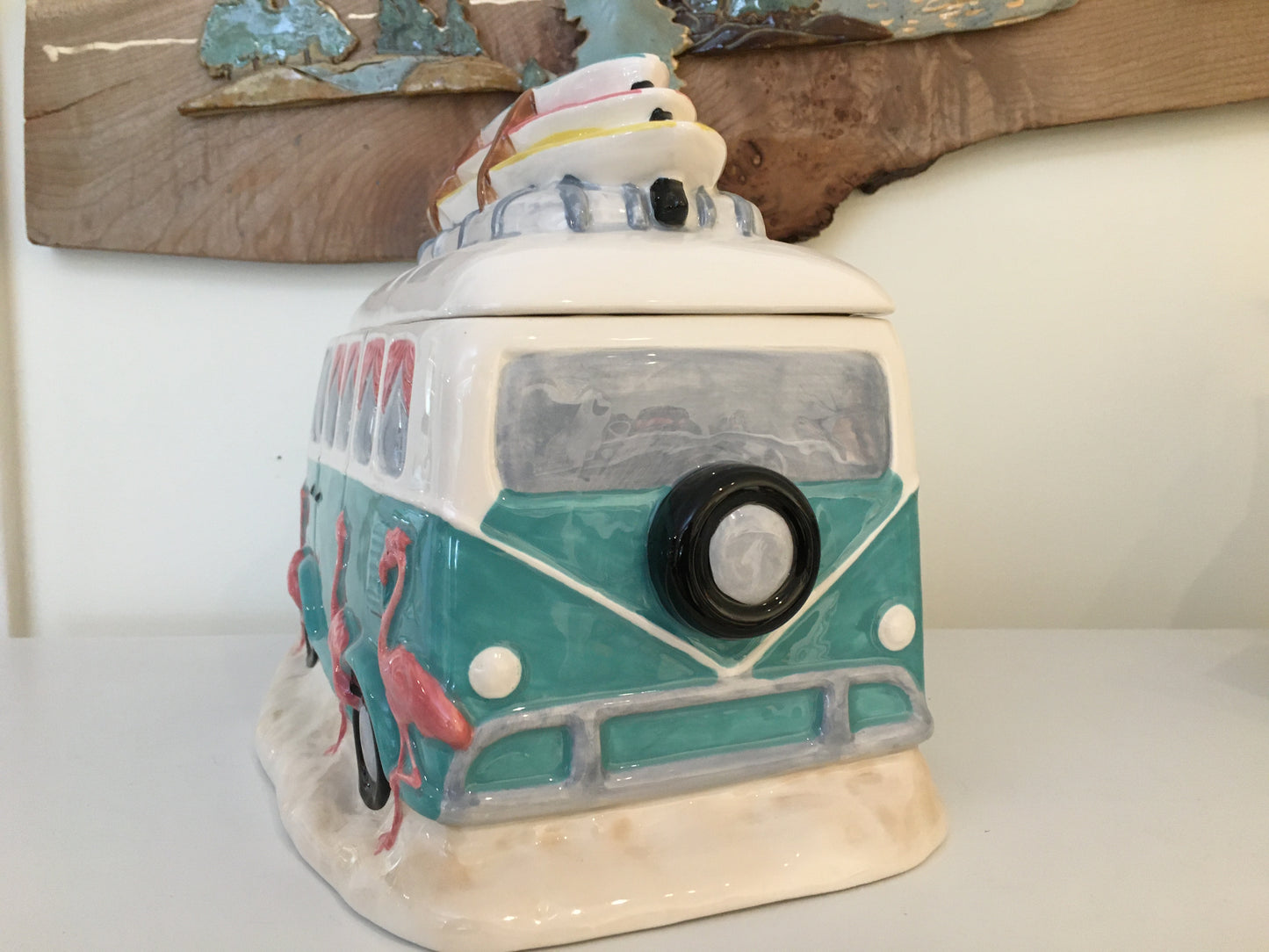 Flamingo Camper Van Cookie Jar