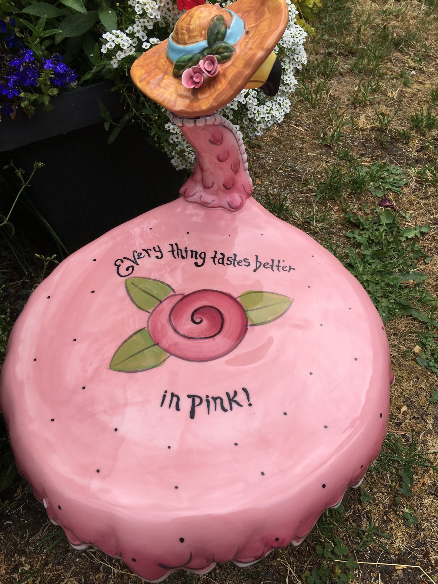 Flamingo Miss Precious Footed Cake Plate