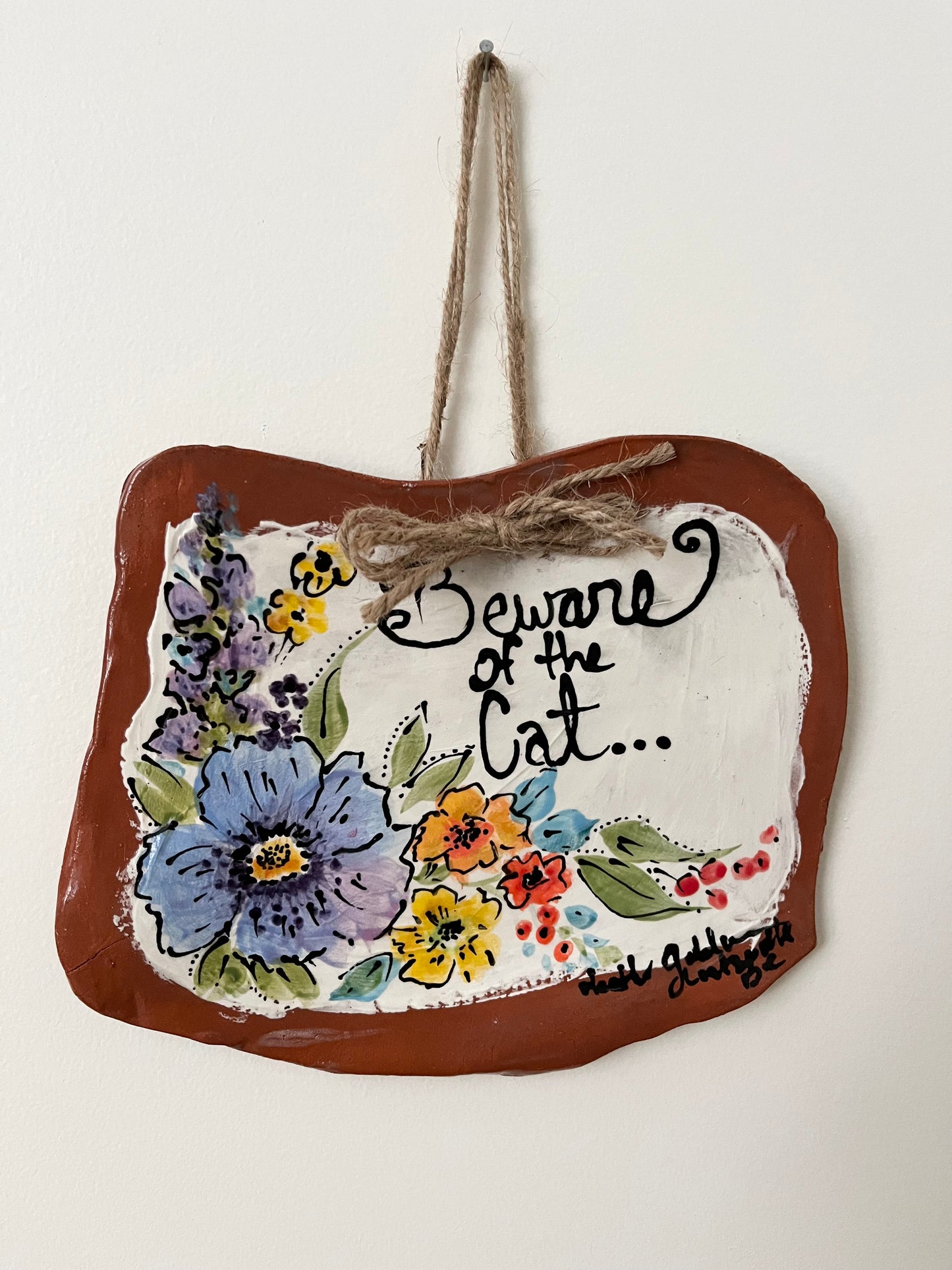 Beware of the Cat Wall Hanging