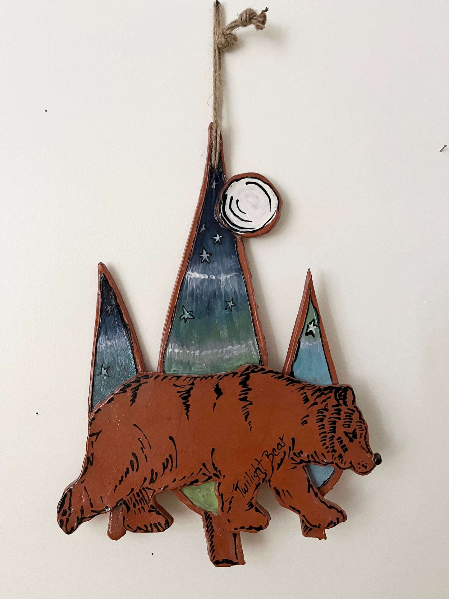 Twilight Bear Terracotta Wall Hanging