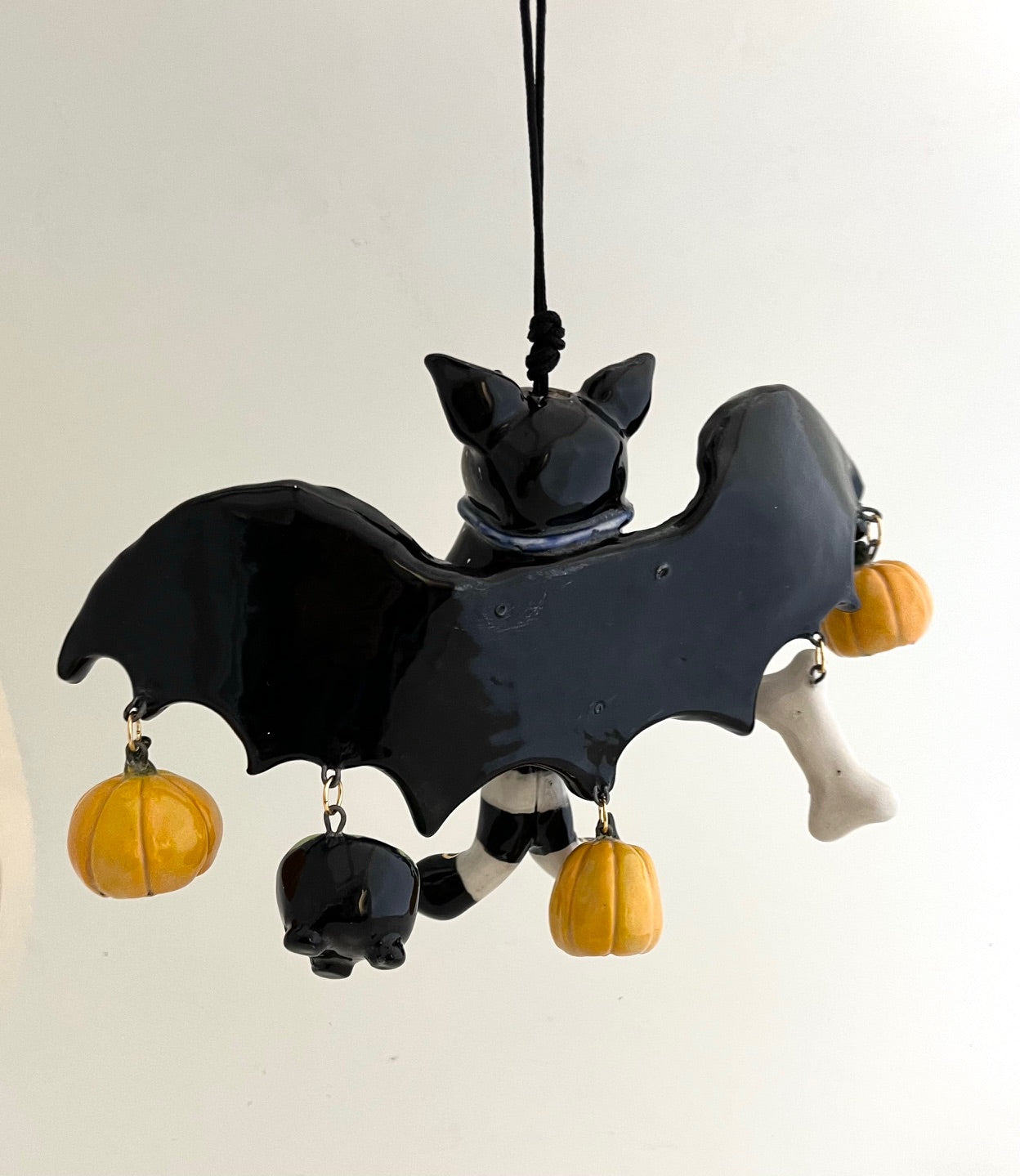 Spooktacular Enchanted Bat Windchime (Dangles and Blue Bow)