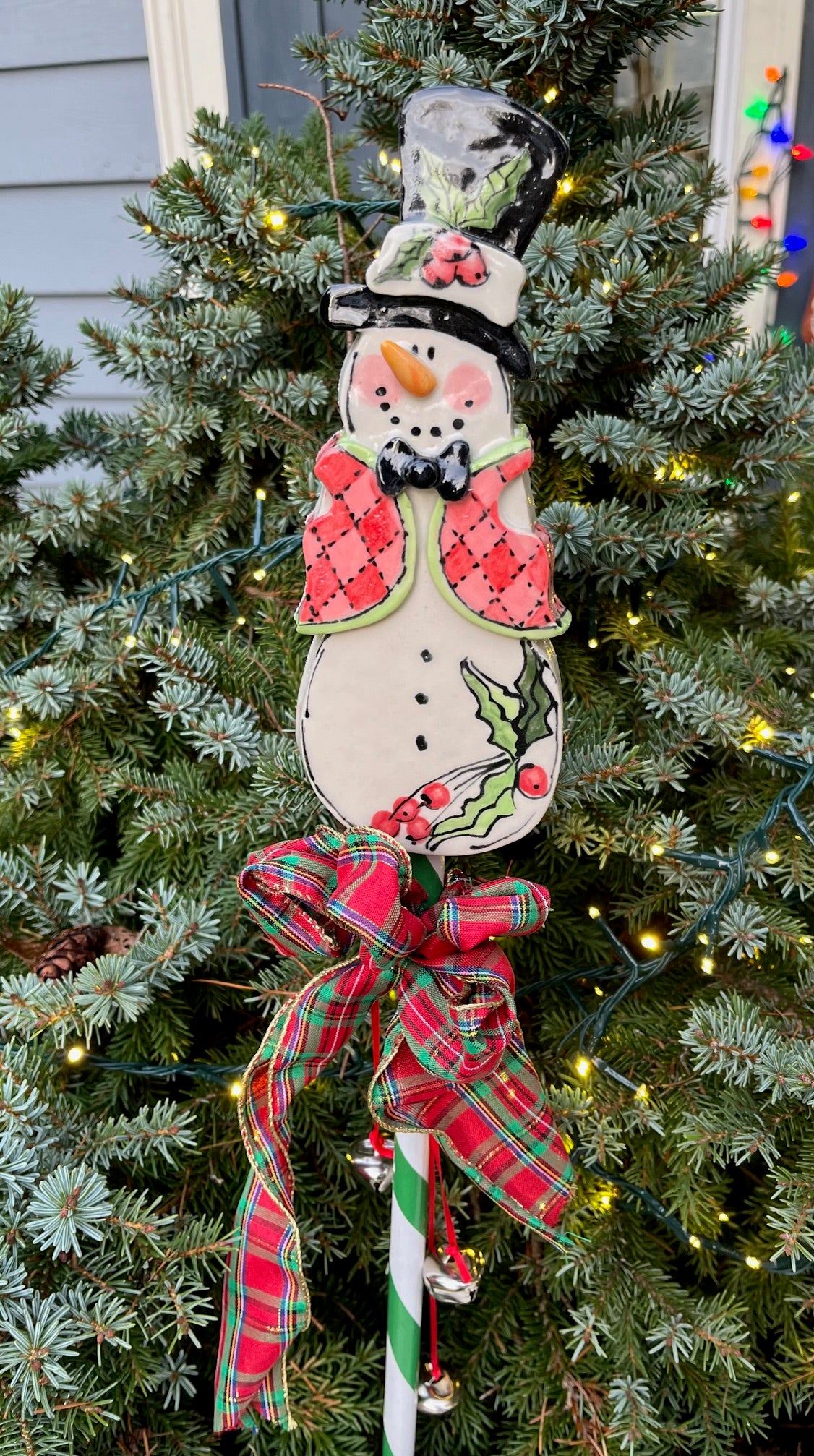 Winter Garden Planter Greeter (Snowman with Red Vest)