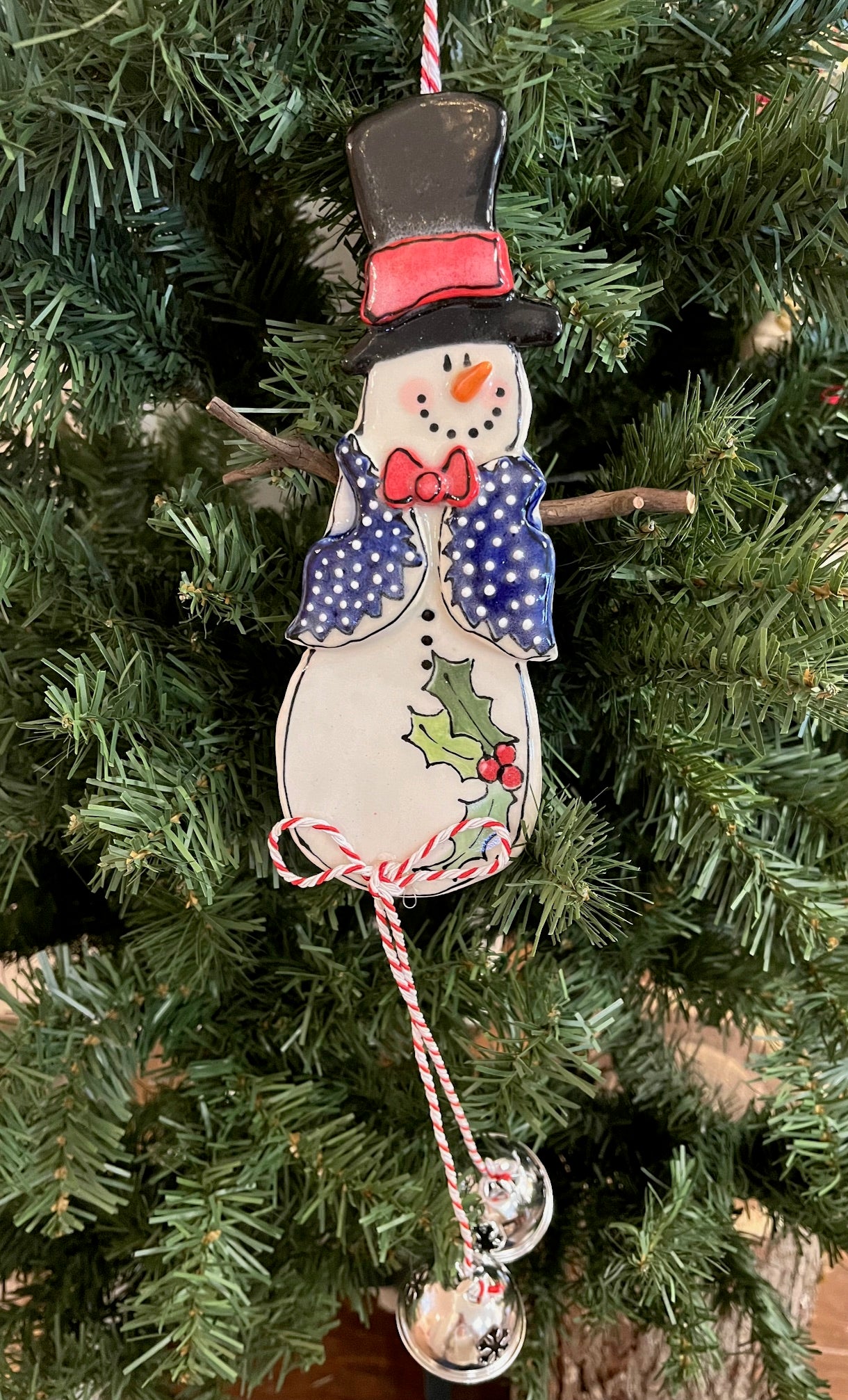 Snowman Ornament with Bells