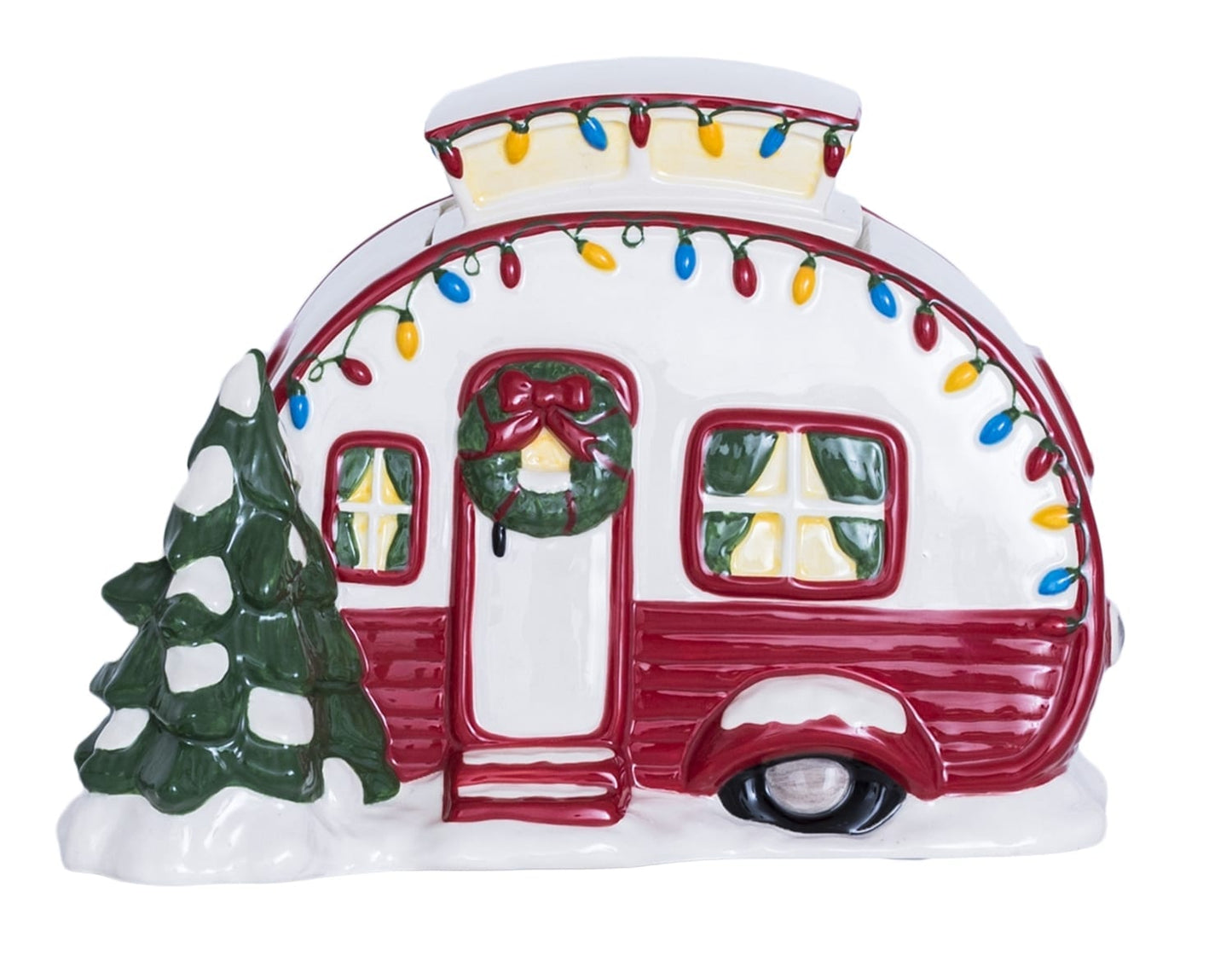 Retro Xmas Red Camper Cookie Jar