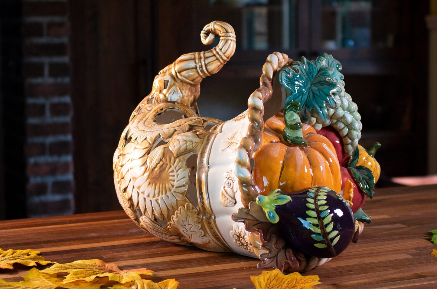 Bountiful Thanksgiving Cornucopia Tealight Holder