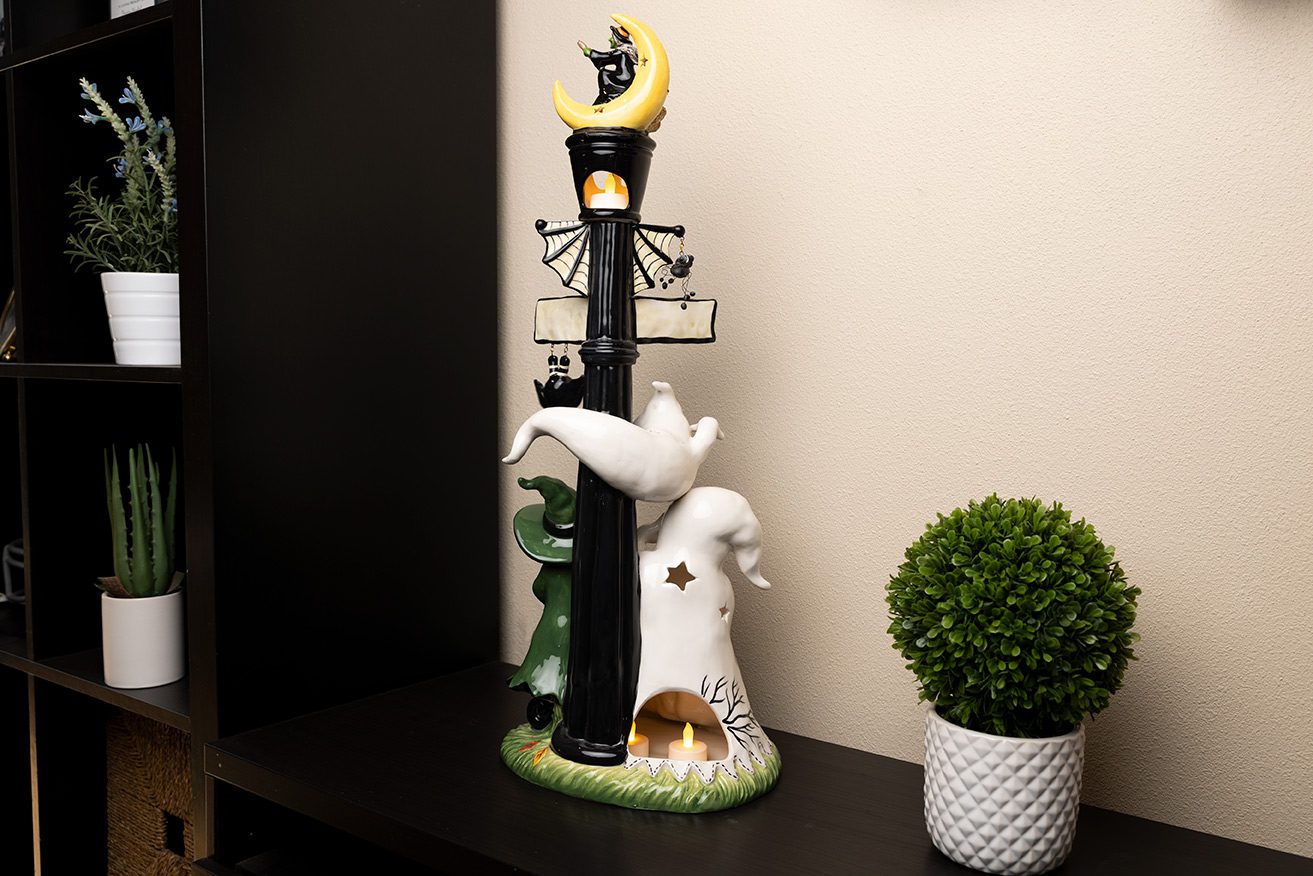 Clayworks Spooky Black Cat Candle House