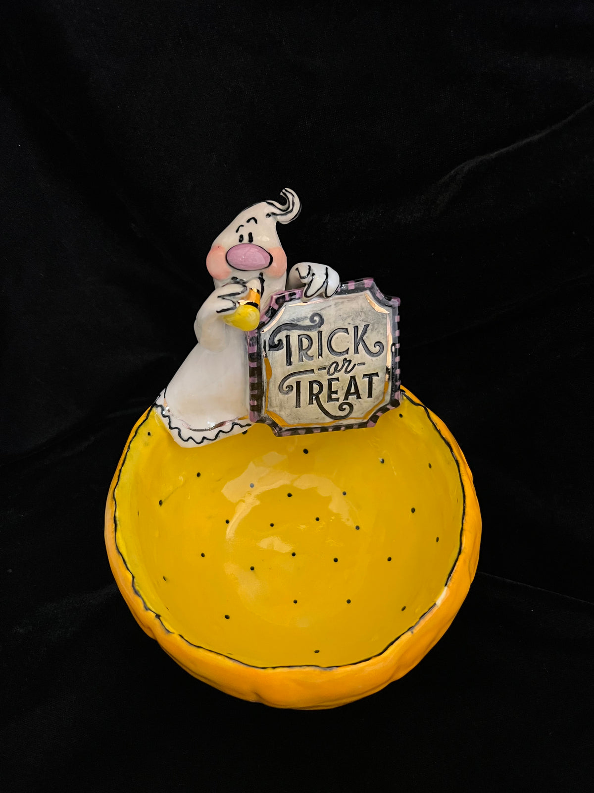 Candy Corn Ghost Treat Bowl