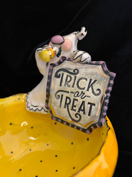 Candy Corn Ghost Treat Bowl