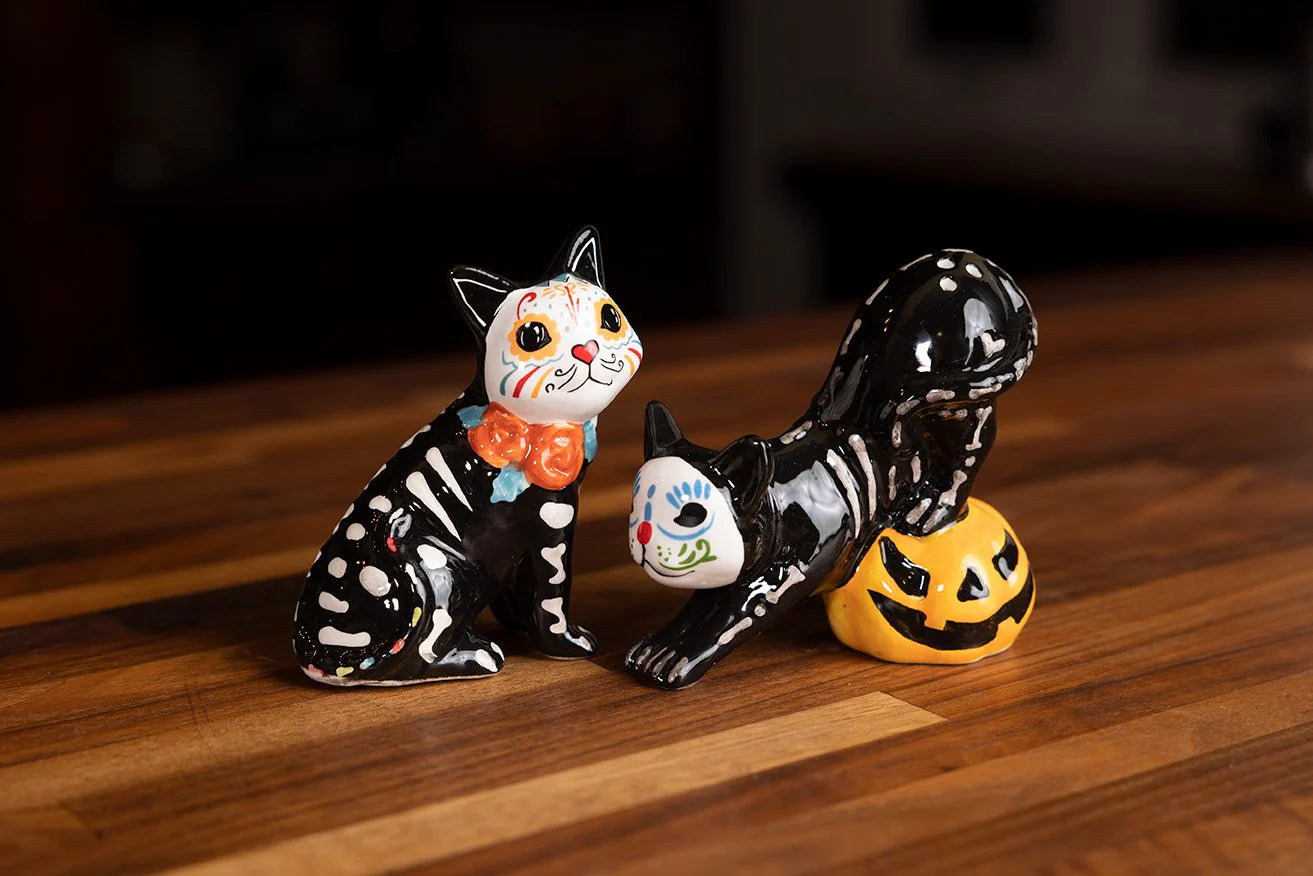 Day of the Dead Cat Salt and Pepper Set