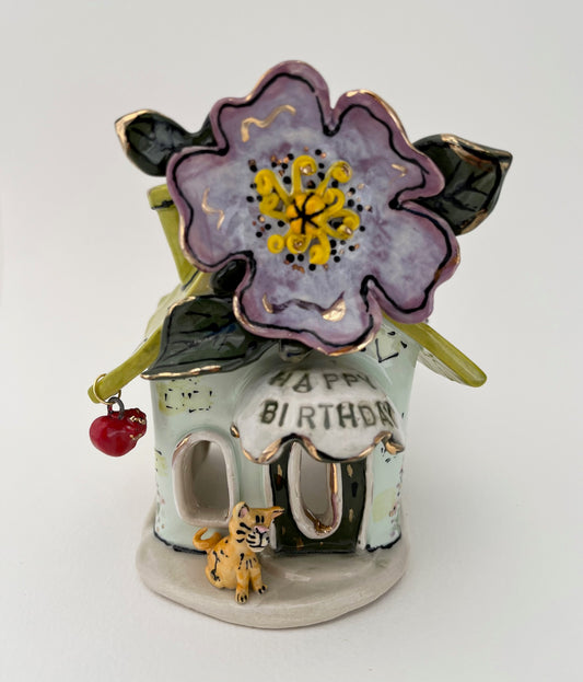 Purple Poppy Happy Birthday Candle House