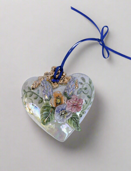 Floral Puff Heart Hanger