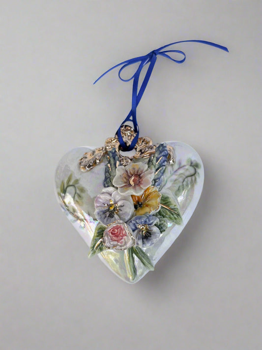Floral Puff Heart Hanger