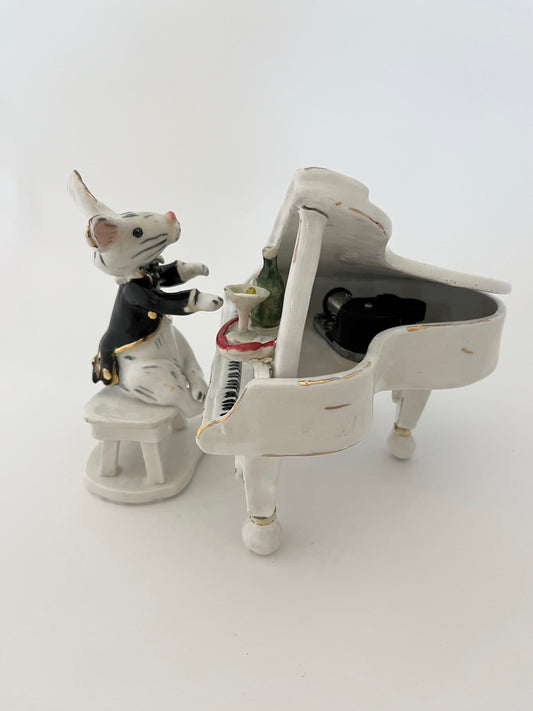 Music Box Piano with White Bunny