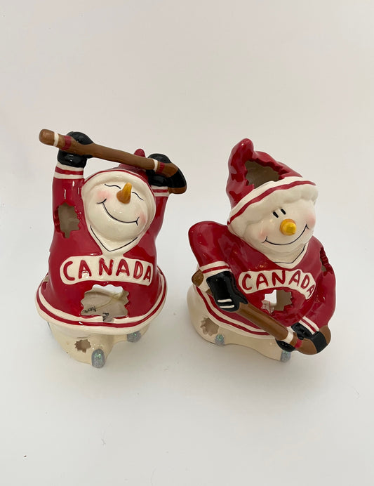 Hockey Snowmen Tealight Holders