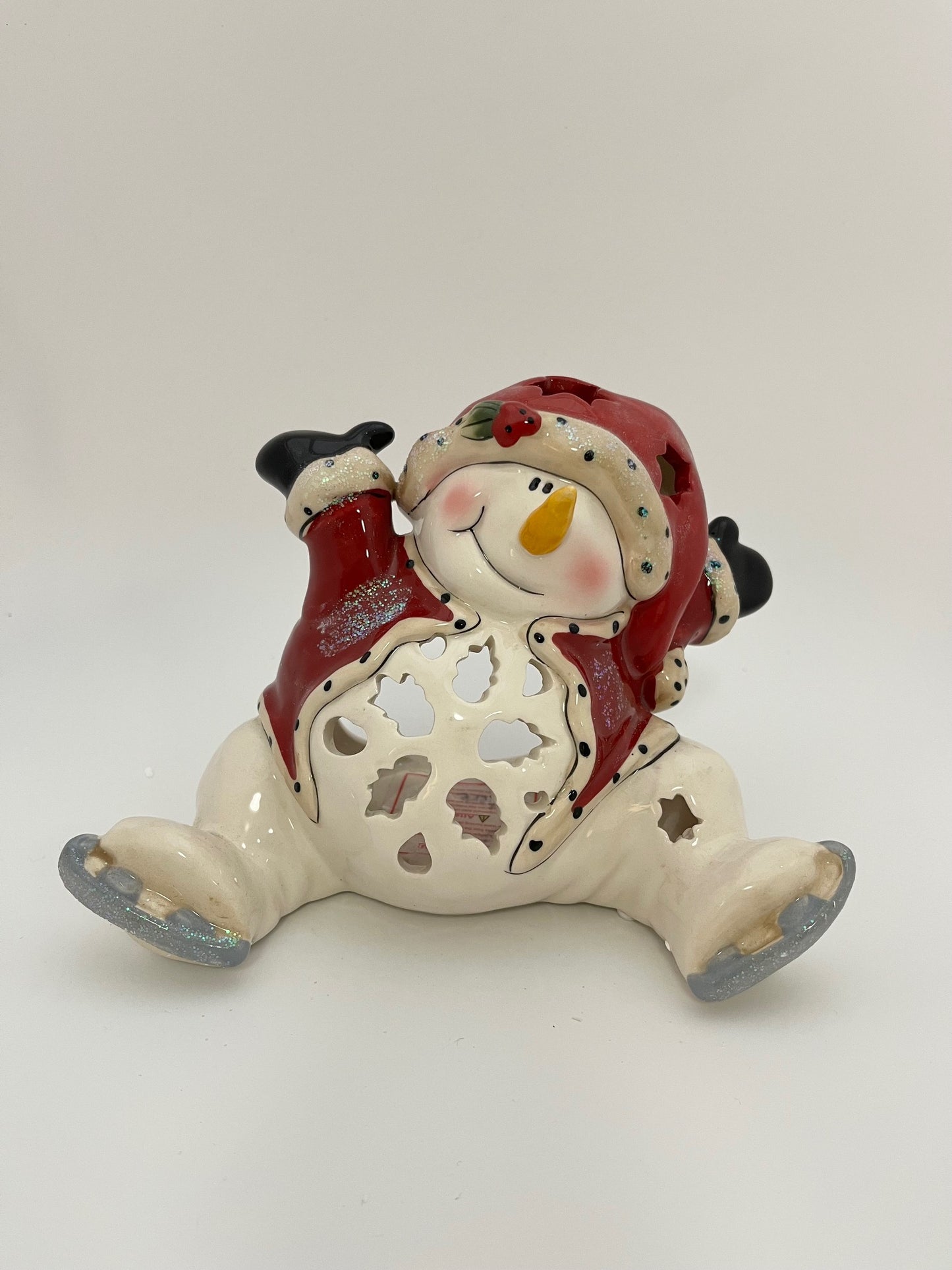 Skating Snowmen Trio Tealight Holder Set
