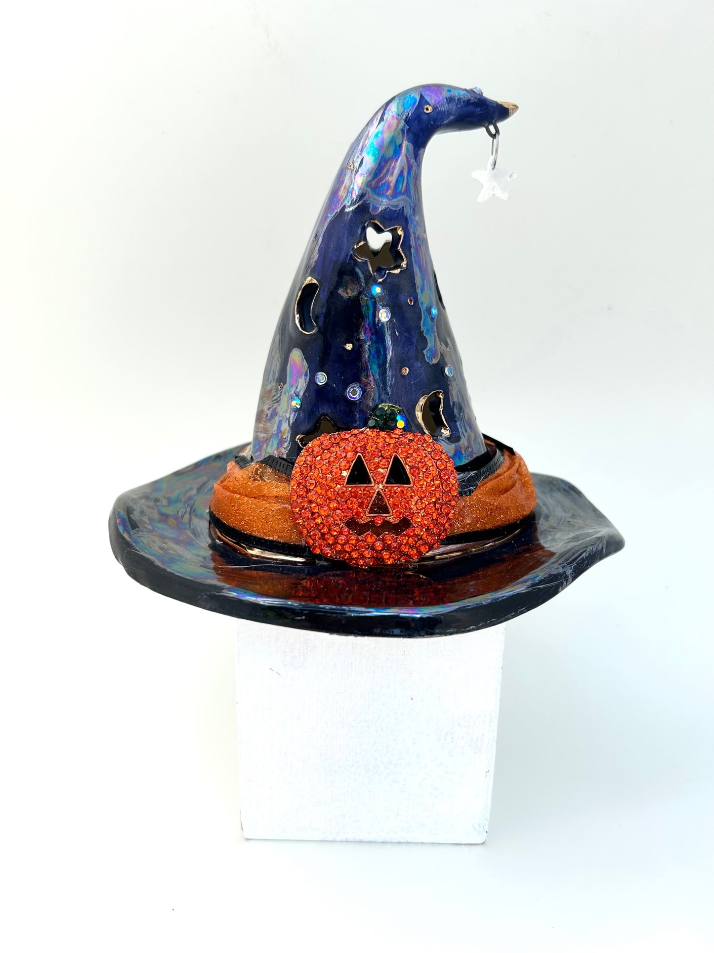 Dark Blue Battery Candle Witch Hat