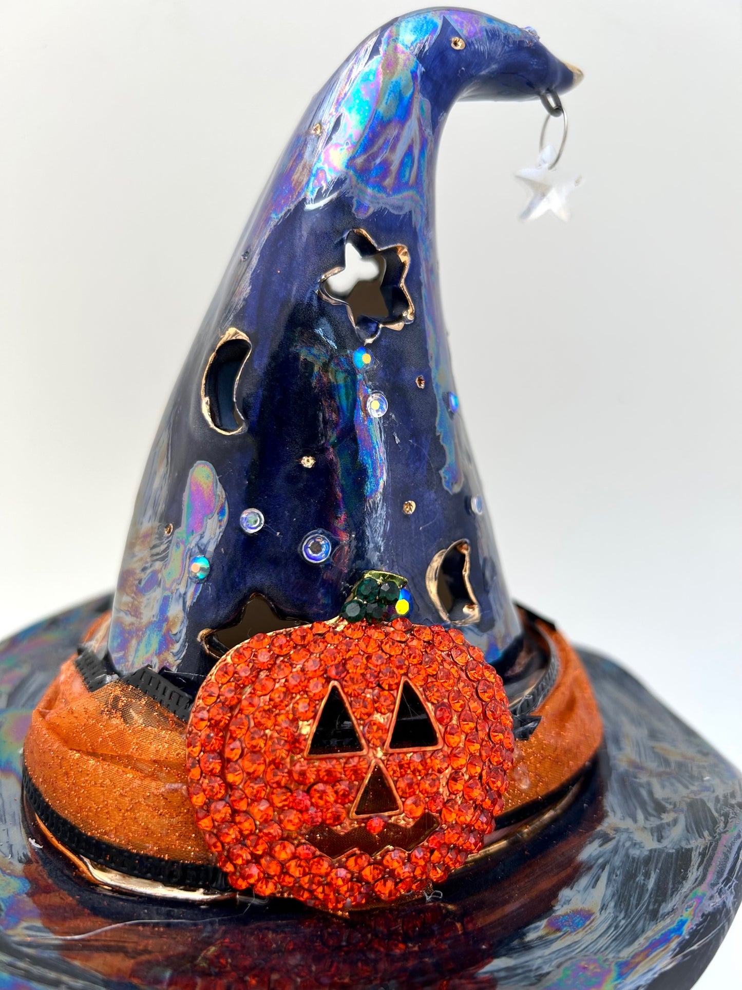 Dark Blue Battery Candle Witch Hat