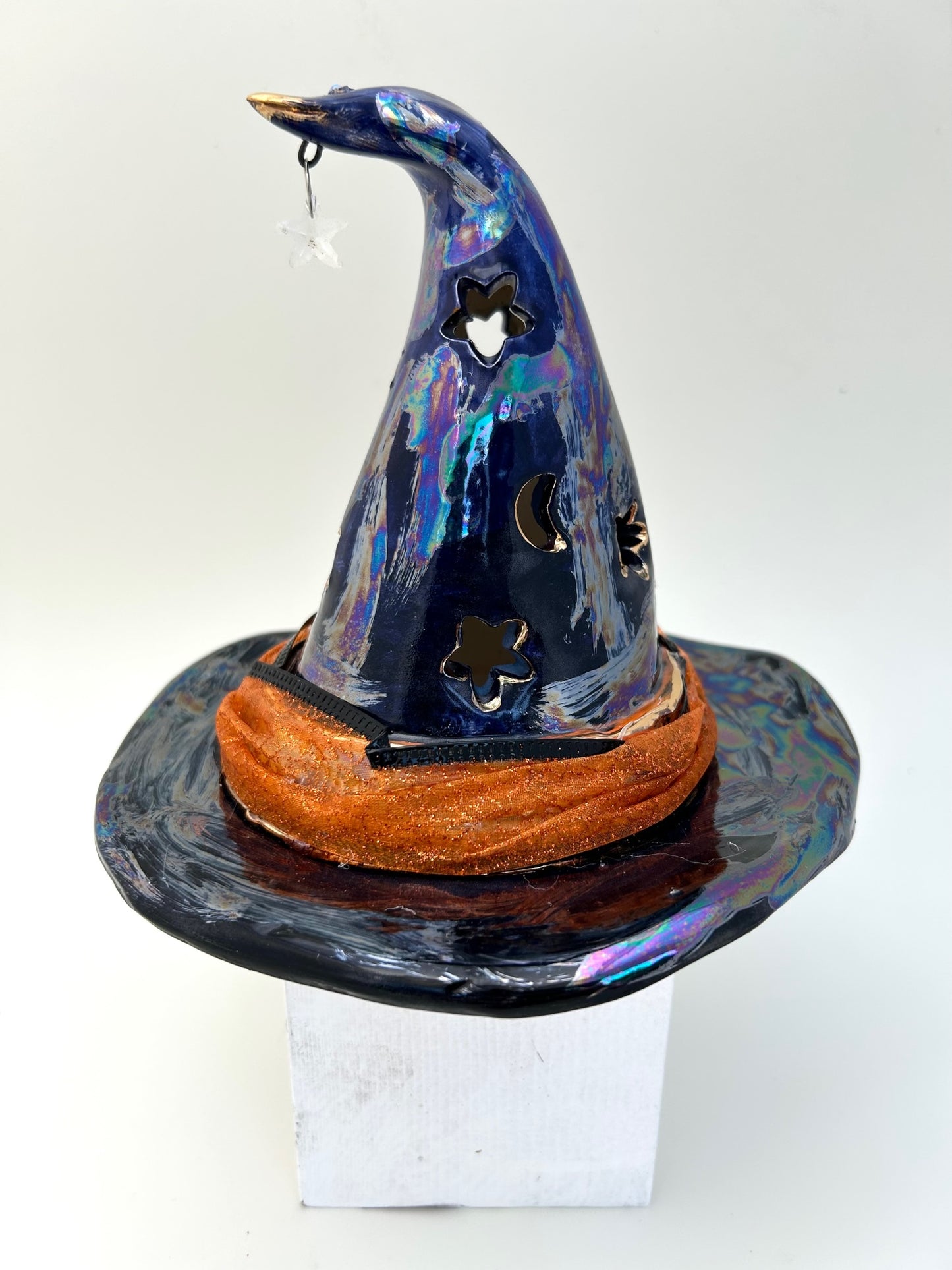 Dark Blue Battery Candle Witch Hat