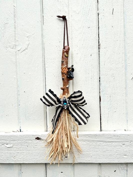 Small Broomstick with Blue Broach