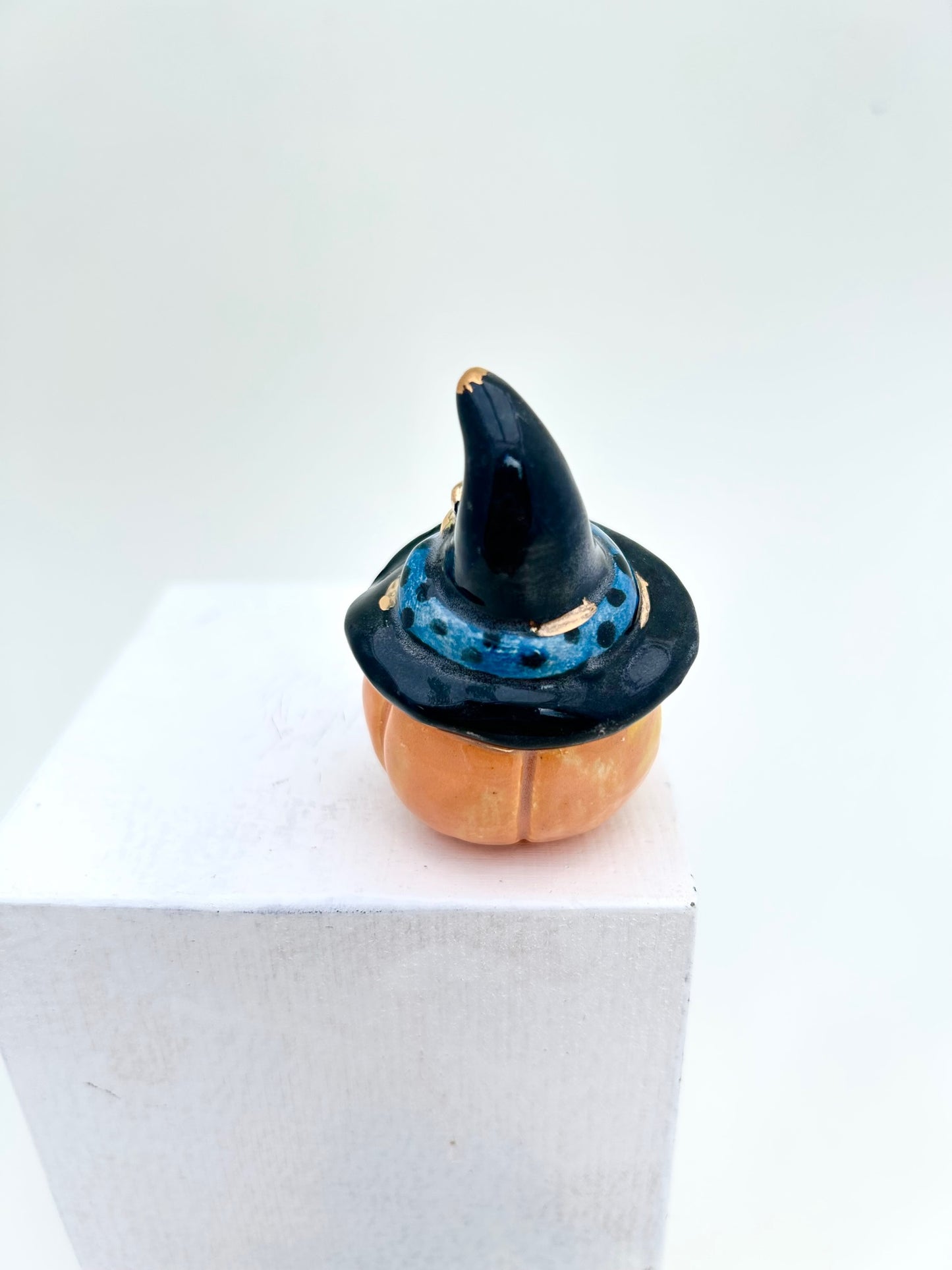 Tiny Pumpkin with Blue Band Witch Hat