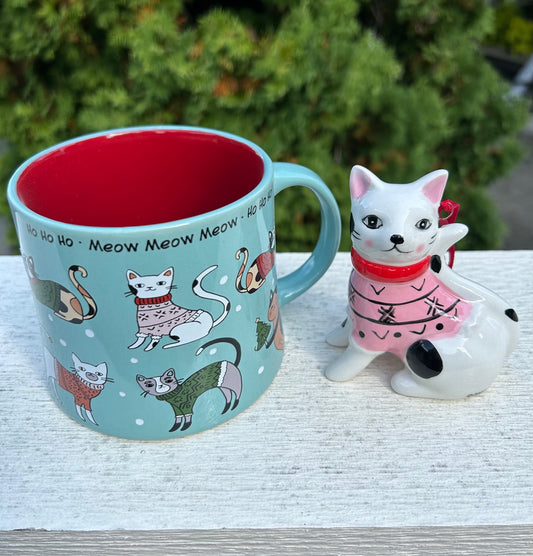 Hohoho Meow Mug and Ornament Set