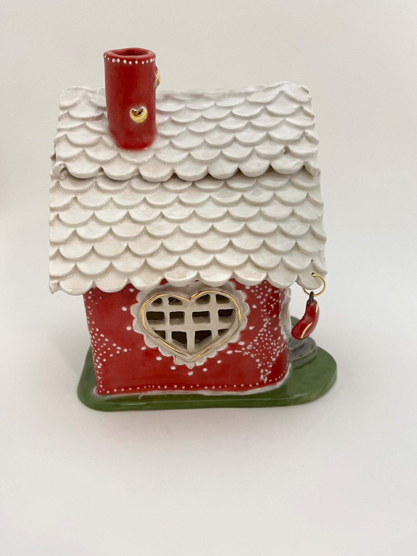 "Love Lives Here" Red Valentines Candle House
