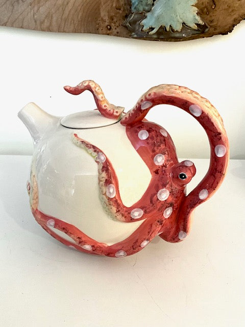 Red Octopus Circular Teapot