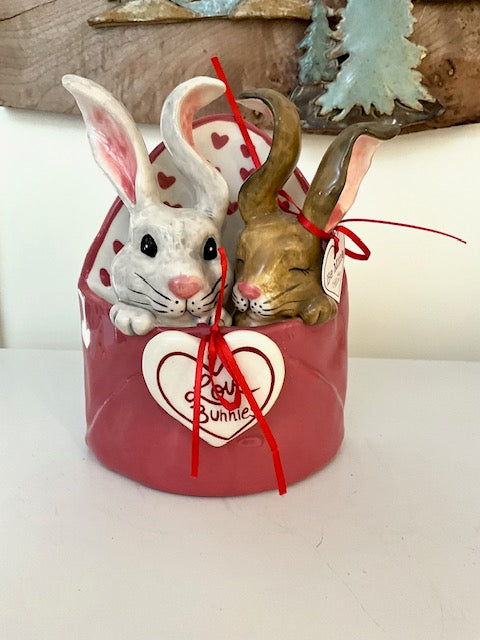 Love Bunnies Envelope Figurine