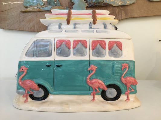 Flamingo Camper Van Cookie Jar