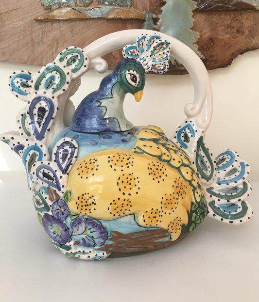 Blue Peacock Teapot