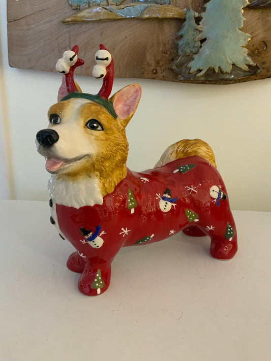 Merry and Bright Corgi Figurine