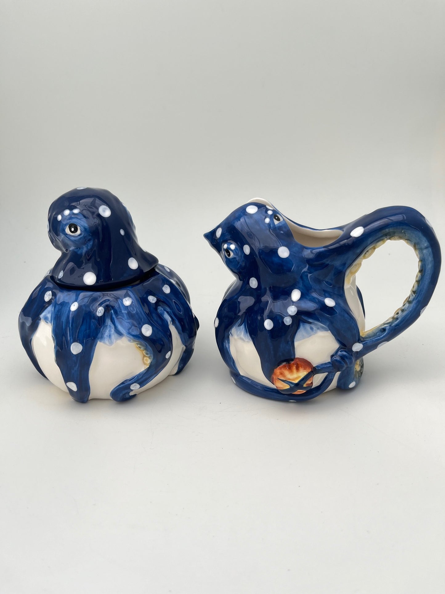 Blue Octopus Cream and Sugar Set