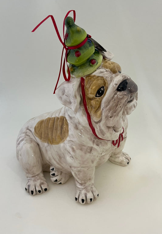 Penny With Holiday Tree Hat Dog Figurine