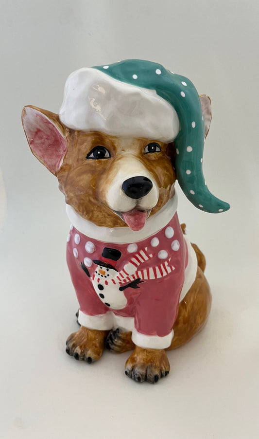 Pink Sweater Corgi Figurine