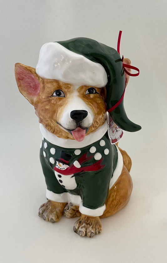 Green Sweater Corgi Figurine