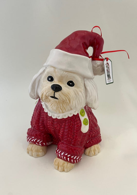 Hannah Maltese Holiday Figurine