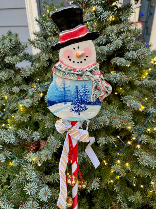 Winter Garden Planter Greeter (Snowman with Winter Scene)