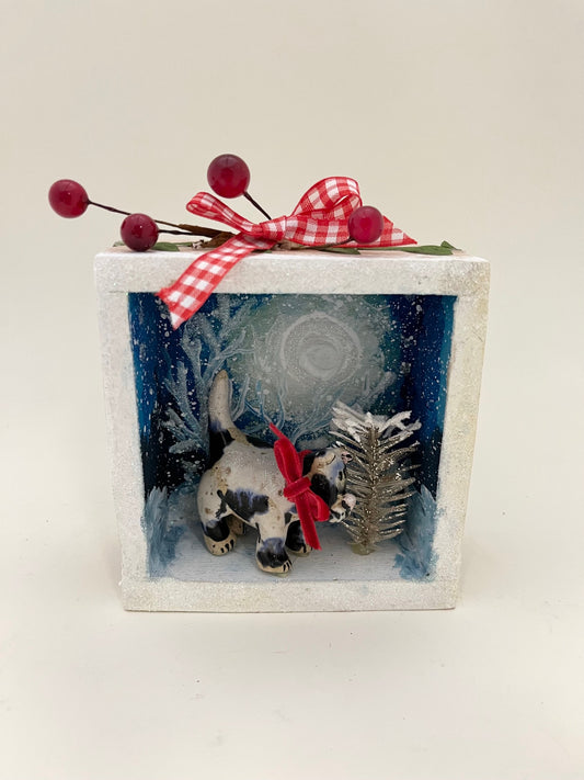 Winter Cat Shadow Box