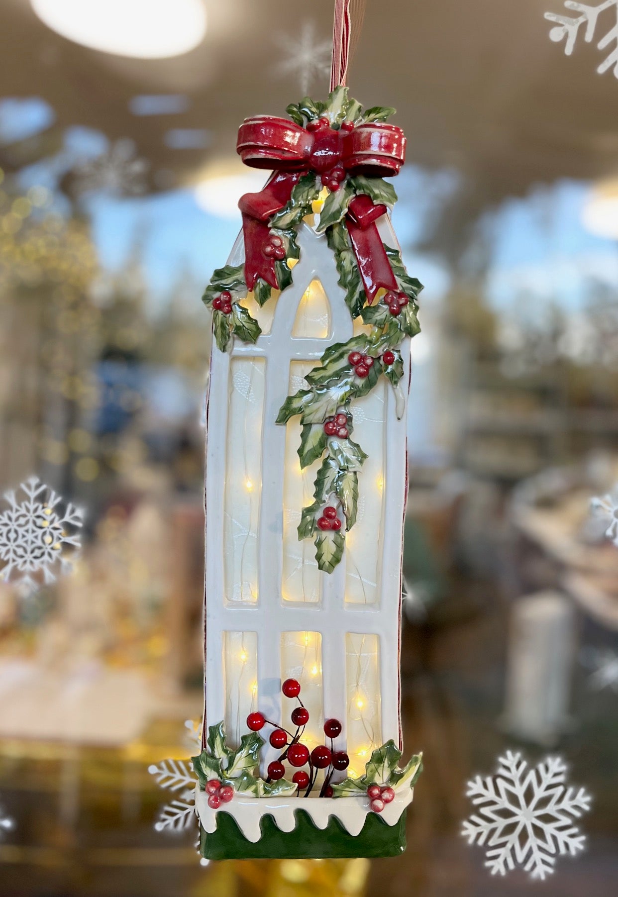 Holiday Frosted Glass Door Hanger