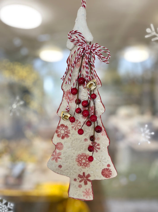 Red Tree Holiday Door Hanger