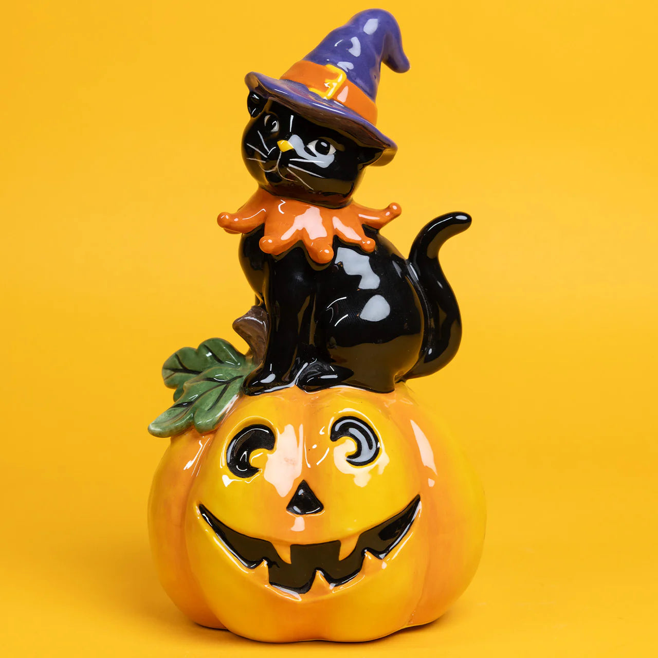 Cat with Pumpkin Figurine