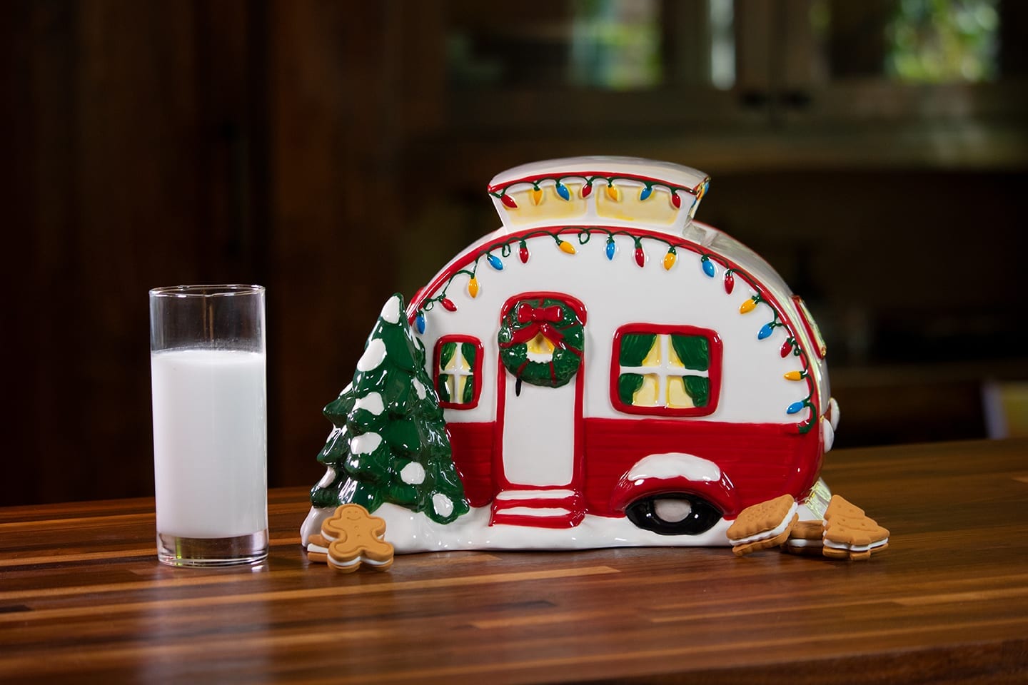 Retro Xmas Red Camper Cookie Jar