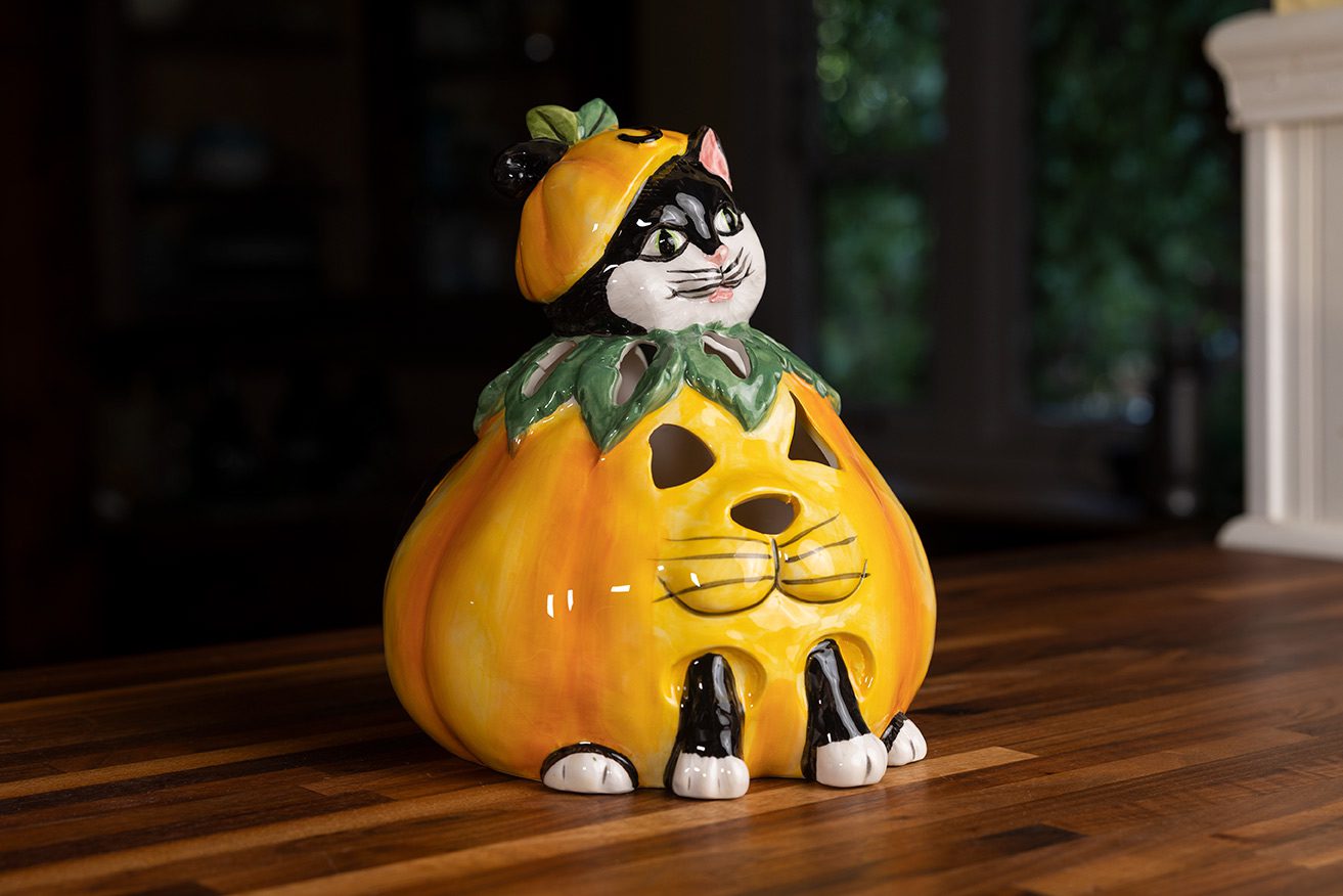 Kitty Pumpkin Tealight Holder