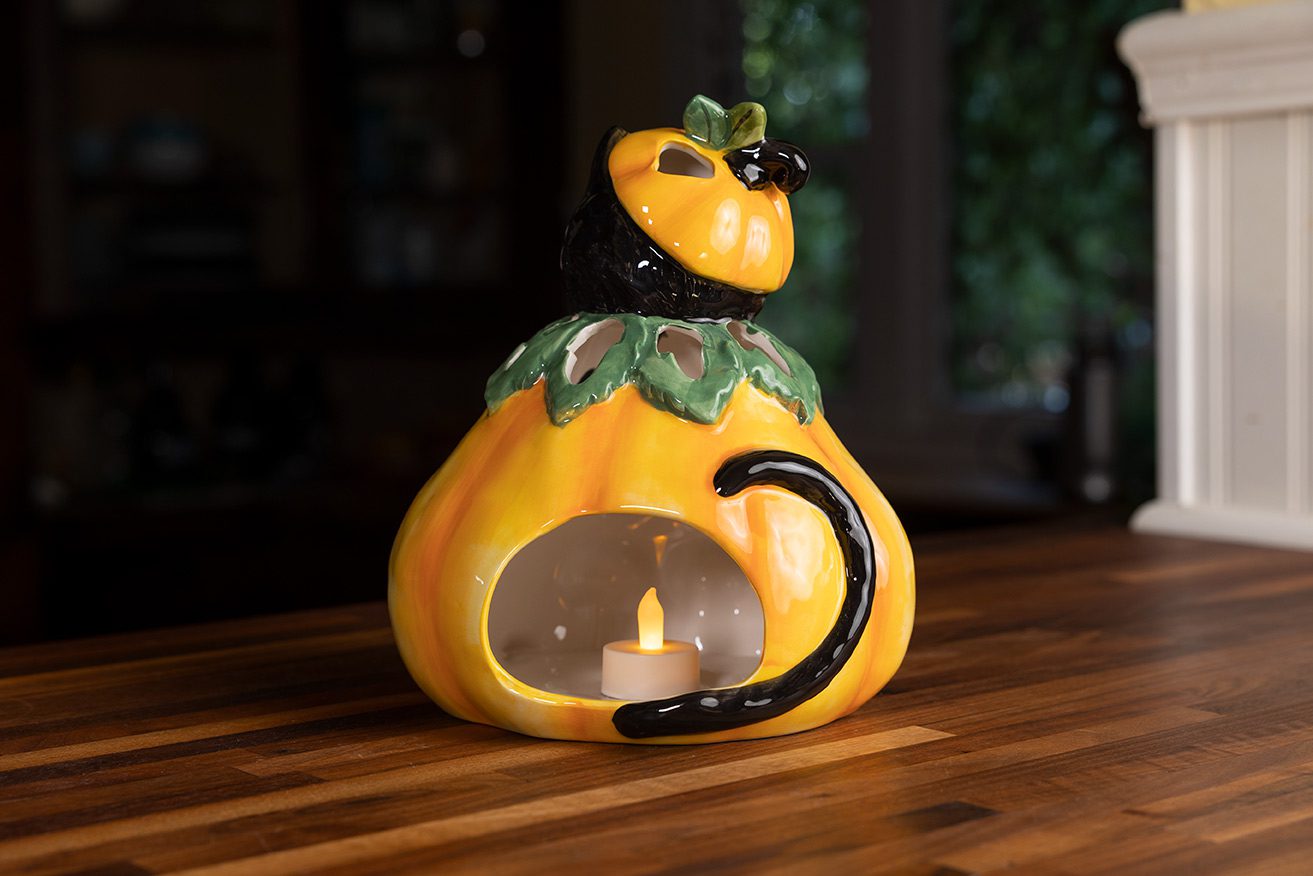 Kitty Pumpkin Tealight Holder